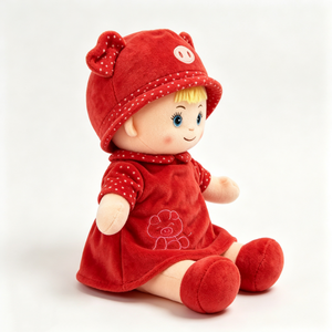 customized Baby Doll Plush with Red Pig Outfit, Polka Dot Pig Hat <b>Stuffed</b> Rag Doll, Cute Kids <b>Soft</b> Companion Doll - Product Image 6