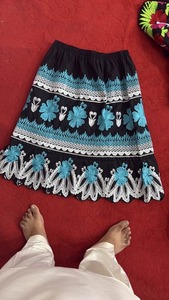 Private label unique design Floral Midi <b>Skirt</b> Summer Trendy <b>Elastic</b> Waist Pleated A-line Flowy Long <b>Skirts</b> Embroidery - Product Image 2
