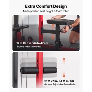 Macchina 2-in-1 per trazioni a piantana e cable con sedile regolabile a 3 livelli e stazione multifunzione in schiuma regolabile a 4 livelli per Home Gym - Product Image 6