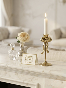 เชิงเทียนทองเหลืองรูปโบว์ดอกไม้ - Product Image 4