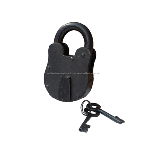 Vintage Rectangle Iron Plated Folk Art <b>Padlock</b> Antique Style Heavy Duty Security Lock Home Decoration Keys for Doors Gates - Product Image 5