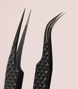 Eyelash Tweezer Fiber Tip Tweezers Custom Logo Private <b>Label</b> Stainless Steel Professional Fiber Tip Eyelash Tweezers Wholesale - Product Image 3