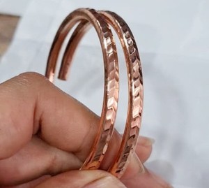 <b>Copper</b> Alloy Cuff <b>Bracelets</b> & Heart Ring Set-Romantic Unisex Jewelry - Product Image 1