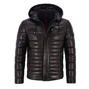 Men's Hooded Leather <b>Jacket</b> Solid Color Windproof Zipper Closure Casual Winter <b>Jacket</b> Thick <b>Slim</b> <b>Fit</b> Regular Length - Product Image 5