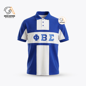 Phi Beta Sigma |   Chemise à manches courtes bleue pour homme, logo imprimé numérique sur le devant, coton sergé décontracté, respirant, séchage rapide, poche, 210g - Product Image 3