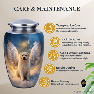 โกศสัตว์เลี้ยงรูปปีกนางฟ้า ดีไซน์สวรรค์ ขนาดใหญ่ อลูมิเนียม 220 คิวบิกอินช์ เป็นมิตรกับสิ่งแวดล้อม สำหรับเก็บอัฐิที่ระลึก - Product Image 5