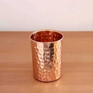 Copper Cups Hammered Finish Drinking Cup Set of 2 Kitchen Use Minimalist Design - Product Image 4