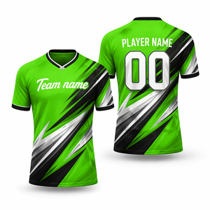 Camiseta de Fútbol Verde Personalizada para Hombre, Cuello en V, Manga Corta, Impresión Sublimada, Absorbe la Humedad, Nombre del Equipo, Número del Jugador, Uniforme - Product Image 6