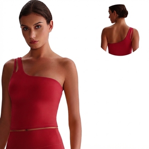 Sujetador Deportivo de Yoga Personalizado con Logotipo Frontal, Soporte Medio, Secado Rápido, Transpirable, para Mujeres de Talla Grande, Un Hombro, Pechos Grandes - Product Image 2