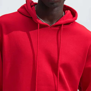 Luxury Solid <b>Red</b> Hooded Sweatshirt for <b>Men</b> Heavyweight Cotton Blend <b>Hoodie</b> Relaxed Fit Casual Winter Fashion Wear - Product Image 3