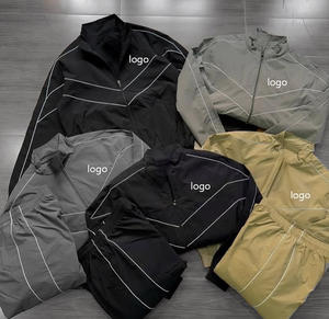 Nouvel ensemble de survêtement coupe-vent personnalisé pour homme : pantalon empilé et sweat-shirt en nylon, survêtement deux pièces zippé en polyester pour homme - Product Image 3