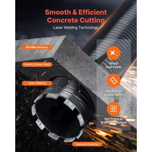 Broca de Diamante para Perforación en Seco de 4 Pulgadas de Diámetro, Profundidad de Perforación de 9-1/2 Pulgadas, Rosca Interna de 5/8-11, 3 Brocas para Mampostería y Hormigón - Product Image 6
