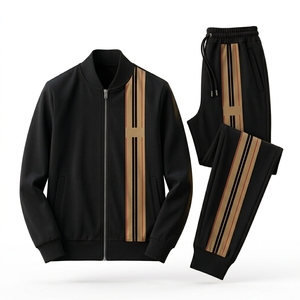 Ensemble de survêtement léger pour homme à prix raisonnable, haute qualité, manches longues, séchage rapide, 2 pièces, avec logo et couleur personnalisés - Product Image 2
