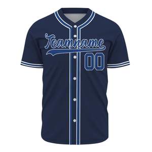 Maillot de baseball personnalisé pour homme, manches courtes, nom de l'équipe imprimé, polyester anti-humidité, fermeture boutonnée, adulte, OEM ODM - Product Image 1