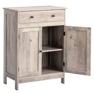 Meuble-lavabo de salle de bain gris délavé en panneaux de particules avec placage mélaminé, 60*30*80cm, double porte et un seul tiroir - Product Image 1