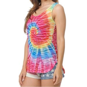 Tie Dye Tank <b>Top</b> Sleeveless Colorful Summer <b>Festival</b> Vest Women Vibrant Graphic <b>Top</b> OEM Factory - Product Image 3