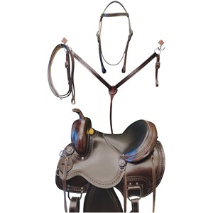Sillín de cuero prémium para carreras de barriles estilo western para adultos, con estructura de madera y todas las opciones de asiento - Product Image 1
