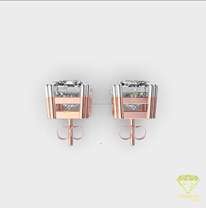 Luxury Emerald Cut Lab grown Earrings 925 <b>Silver</b> Hypoallergenic <b>Stud</b> Earrings - Product Image 6