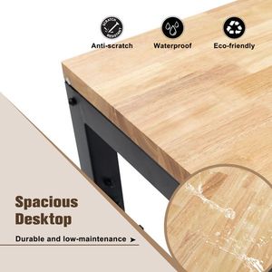 60\" Heavy-Duty Workbench with Rubber Wood Top Power Outlets Adjustable Height 2000 Lbs Capacity Hardwood Woodworking Bench - Product Image 5