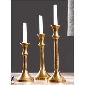 Porte-bougie conique texturé doré, style moderne minimaliste, en métal, support de bougie en forme de tulipe pour centre de table de mariage - Product Image 5