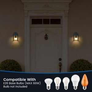 Lampada da Parete Classica Bianca da Esterno da 8 Pollici in Metallo con Lente in Vetro Trasparente Attacco E27 Impermeabile - Product Image 5