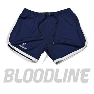 Shorts de sport tricotés pour homme BLOODLINE bleu marine à cordon de serrage, logo imprimé par transfert thermique, taille mi-haute, séchage rapide, décontractés - Product Image 1