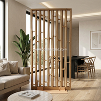 Paravent moderne en bambou et teck, fait main, translucide, avec cloison amovible pour la maison et l'hôtel