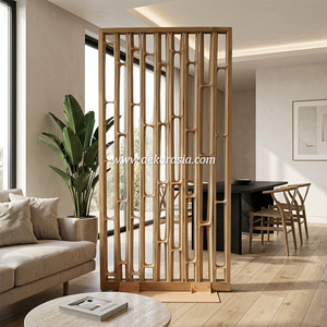 Divisor de Habitaciones Moderno de Bambú con Madera de Teca, Hecho a Mano, Móvil, para Hogar y Hotel - Product Image 6