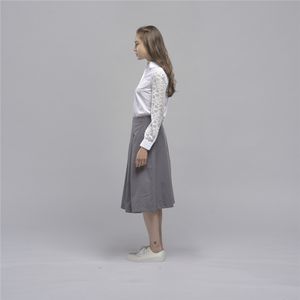 ODM Taiwan Manufacturer Women <b>Elastic</b> <b>Waist</b> Grey <b>Skirts</b> - Product Image 5