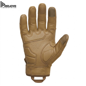 Gants tactiques marron à coques rigides, gants de sécurité avec coque protectrice moulée, dos en maille respirante, fermeture sécurisée au poignet - Product Image 2
