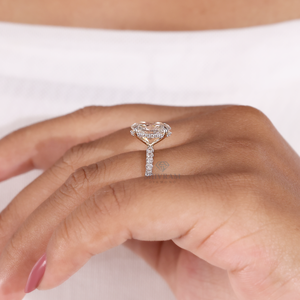Oval Cut Lab Diamond Engagement <b>Ring</b> Pave Band Yellow Gold Solitaire Style Certified Luxury for Proposal Anniversary Bridal - Product Image 3