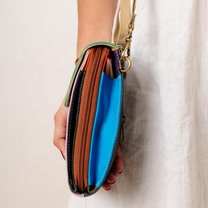 Genuine Leather Women's <b>Small</b> phone cover pouch Crossbody <b>Handbag</b> with Carved Mobile Phone Pocket Western Hair Hide Design - Product Image 3