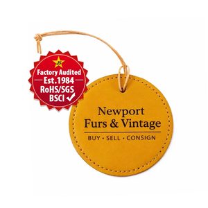 Manufacturer Custom Branded logo Gold Foil Printed Leather hang Tags for Jeans - Product Image 3