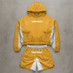 <b>Mens</b> Hooded Tracksuit Set Solid Color Sporty <b>Jacket</b> and Shorts Breathable Knitted Polyester Outfit Customizable <b>Summer</b> Wear - Product Image 3