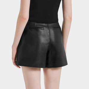 Hot Sale <b>Women</b> <b>Leather</b> <b>Shorts</b> with Side Pockets Premium Quality Solid Color Casual Wear Ladies <b>Leather</b> <b>Shorts</b> For Adults - Product Image 2