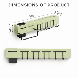 Kitchen Organizer Wall Mounted Rack <b>with</b> Knife Holder <b>Hooks</b> Utensil Hanging <b>Shelf</b> Space Saving Storage Solution - Product Image 2