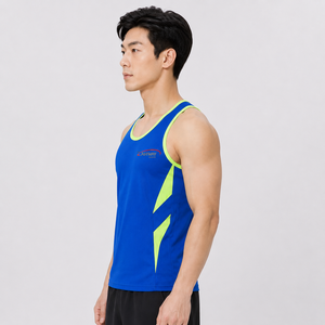 เสื้อกล้ามออกกำลังกายผู้ชาย พิมพ์โลโก้ได้ ระบายอากาศ แห้งเร็ว ไม่มีแขน เหมาะสำหรับฟิตเนส ออกกำลังกาย เล่นกีฬา คุณภาพสูง - Product Image 2