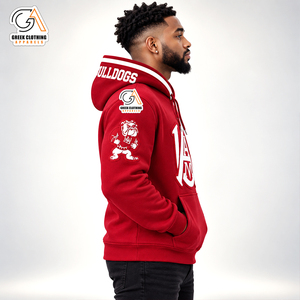 Sweat-shirt à capuche en polaire rouge pour homme, imprimé lettres A&M, coupe classique, décontracté, pour l'automne et l'hiver, respirant et coupe-vent - Product Image 3