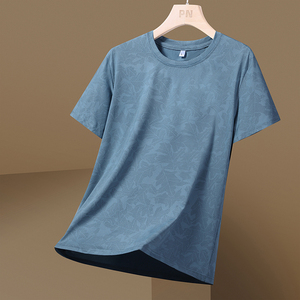 เสื้อยืดคอกลมแขนสั้นสีดำสำหรับผู้ชาย ทรงปกติ ผ้าเจอร์ซีย์ลำลอง ผ้าฝ้าย ระบายอากาศได้ดี สีพื้น - Product Image 2