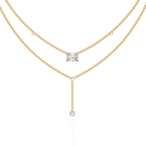 Classic Minimalist Radiant Cut Lab Grown Diamond Chain <b>Necklace</b> 14K Solid Gold and Lab Grown Diamond With Neckwear Chain - Product Image 1