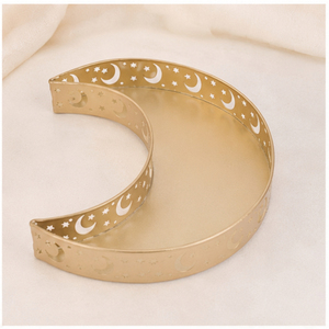 Luxury <b>Gold</b> Metal Crescent Moon <b>Serving</b> <b>Tray</b> Hollow Out Star Pattern Ramadan Mubarak Food Platter Dessert Pastry Display Holder - Product Image 5
