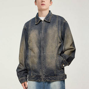 Veste en jean décontractée unisexe de haute qualité, 100% coton, col montant, logo sur le devant, respirante, séchage rapide, réversible - Product Image 3