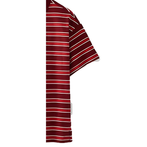 T-shirt décontracté pour homme en tricot à manches courtes, col rond, rayures blanches et bordeaux, 100% coton, confortable et élégant - Product Image 4