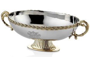 Handmade Stainless Steel Large <b>Punch</b> Wine <b>Bowl</b> with Brass Beaded Rim Elegant Gold Trim 5L Capacity Parties Events Decorative - Product Image 6