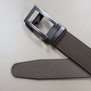 Formal Men's Genuine Cow Hide Leather Belt Solid Color Rectangular Box <b>Frame</b> Steel Buckle Durable One-Piece Molding Style - Product Image 3