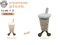 Peluche personnalisée écologique en forme de tasse de bubble tea avec jambes en paille et visage brodé, taille 11-30 cm