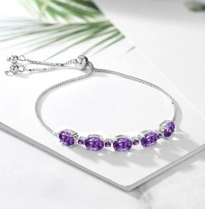 Pulsera de tenis ovalada de amatista púrpura, plata de ley 925 chapada en oro, joyería de lujo elegante con piedras preciosas para mujer, gema de febrero - Product Image 2