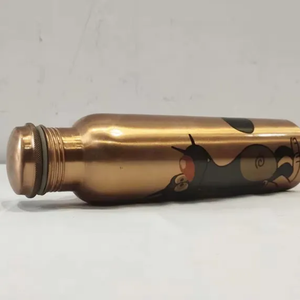 Handmade Copper <b>Flask</b> <b>Bottle</b> Leak Proof Reusable Ayurvedic Water <b>Bottle</b> for Office Desk Gym and Outdoor Travel - Product Image 1