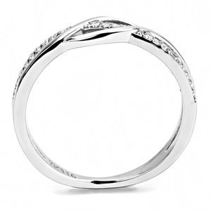 DA157 Anello in Acciaio Inossidabile Lucidato a Specchio con Zirconi Cubici Trasparenti di Grado AAA - Product Image 3