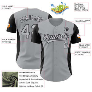 Camiseta de Béisbol Negra y Gris al por Mayor, Uniforme Deportivo 100% Poliéster, Bordado Personalizado, Transferencia Térmica, Fabricante de Ropa Deportiva - Product Image 3